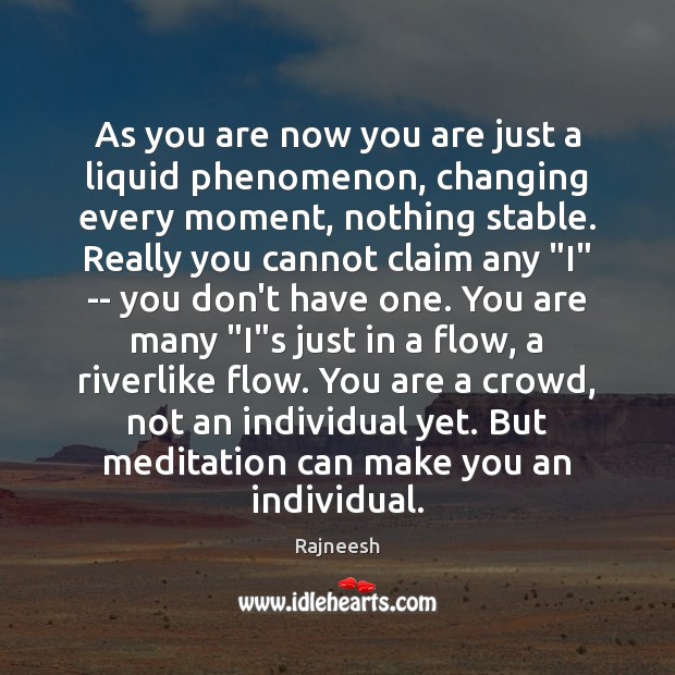 As you are now you are just a liquid phenomenon, changing every Rajneesh Picture Quote