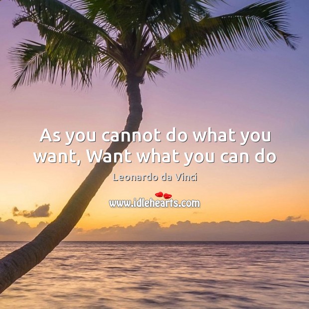 As you cannot do what you want, Want what you can do Leonardo da Vinci Picture Quote