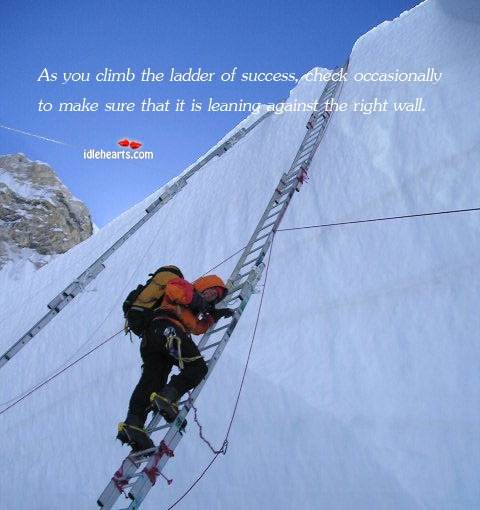 As you climb the ladder of success, check occasionally to. Image
