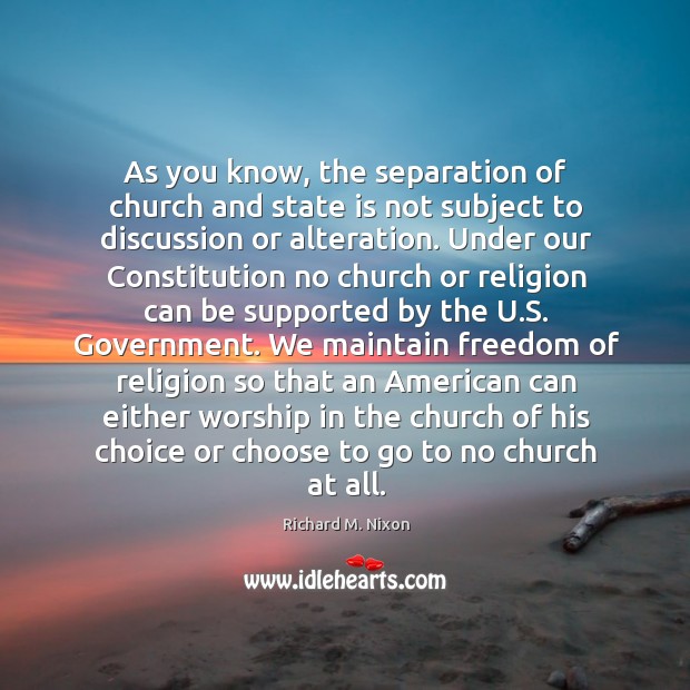 As you know, the separation of church and state is not subject Image