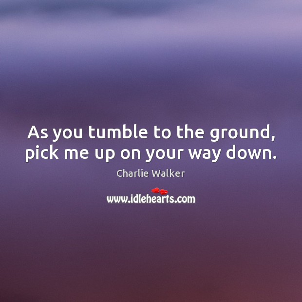 As you tumble to the ground, pick me up on your way down. Image