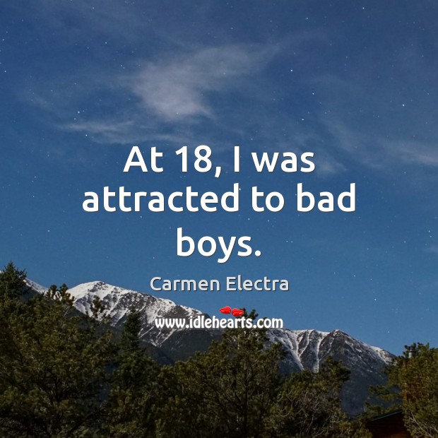 At 18, I was attracted to bad boys. Carmen Electra Picture Quote