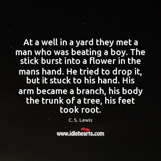 At a well in a yard they met a man who was Image
