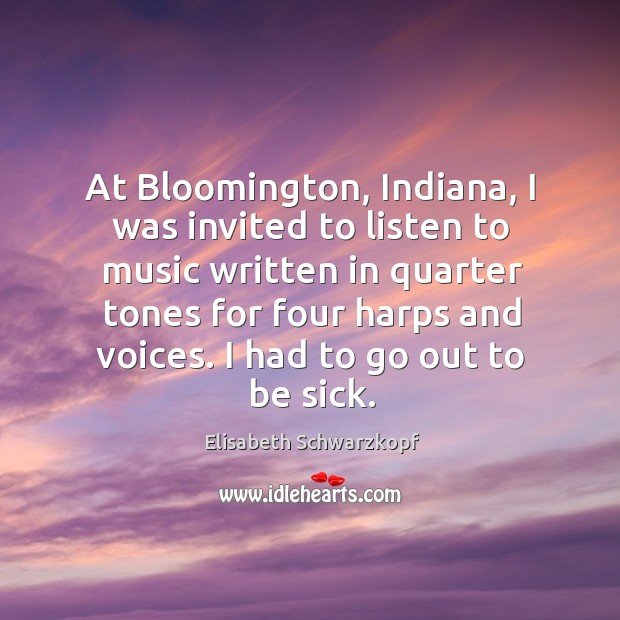 At bloomington, indiana, I was invited to listen to music written in quarter tones for four harps and voices. Image