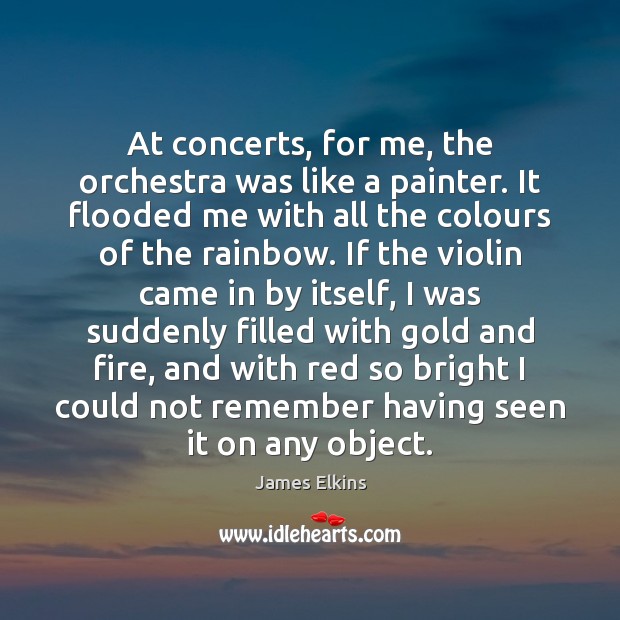 At concerts, for me, the orchestra was like a painter. It flooded James Elkins Picture Quote