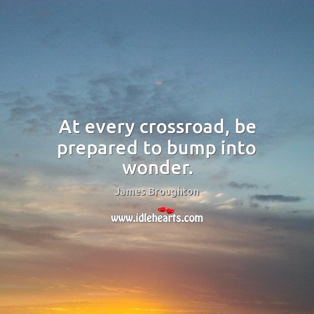 At every crossroad, be prepared to bump into wonder. James Broughton Picture Quote