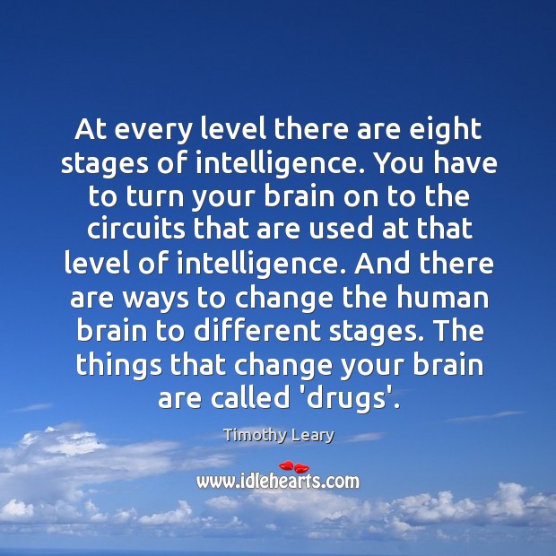At every level there are eight stages of intelligence. You have to Timothy Leary Picture Quote