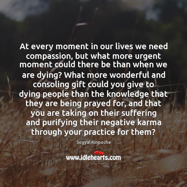At every moment in our lives we need compassion, but what more Sogyal Rinpoche Picture Quote