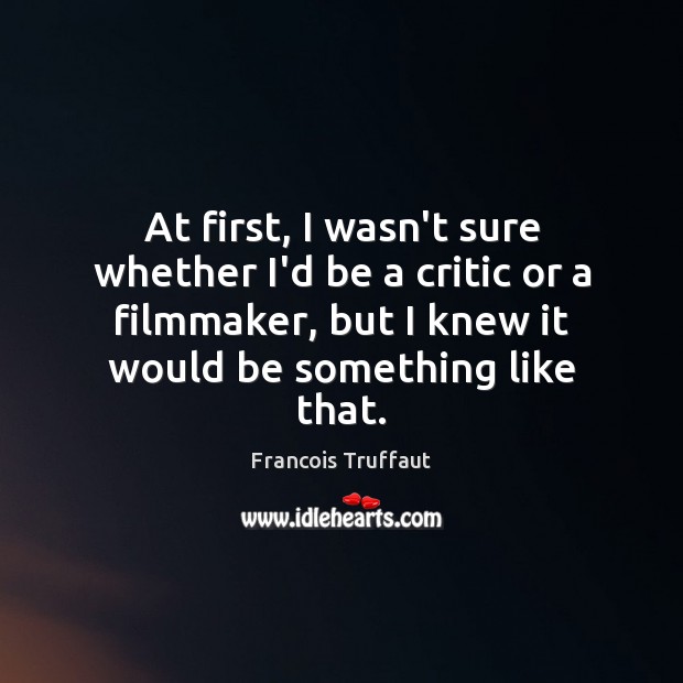 At first, I wasn’t sure whether I’d be a critic or a Francois Truffaut Picture Quote