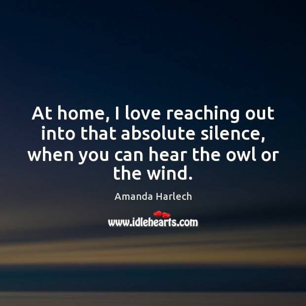 At home, I love reaching out into that absolute silence, when you Amanda Harlech Picture Quote
