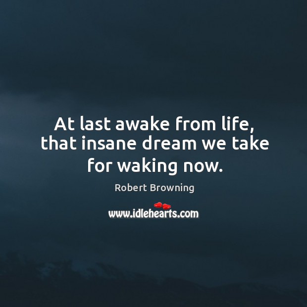 At last awake from life, that insane dream we take for waking now. Image