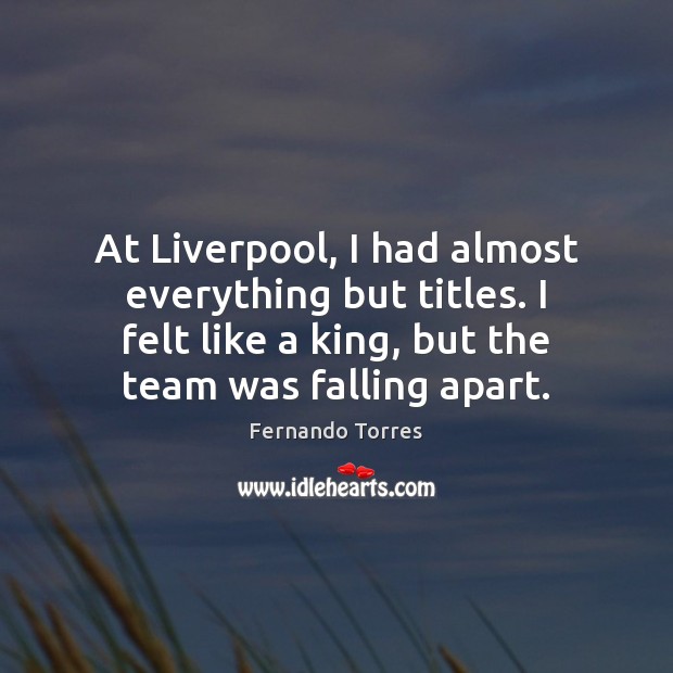 At Liverpool, I had almost everything but titles. I felt like a Fernando Torres Picture Quote