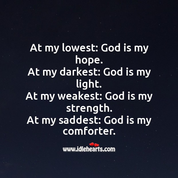 At my lowest: God is my hope. God Quotes Image