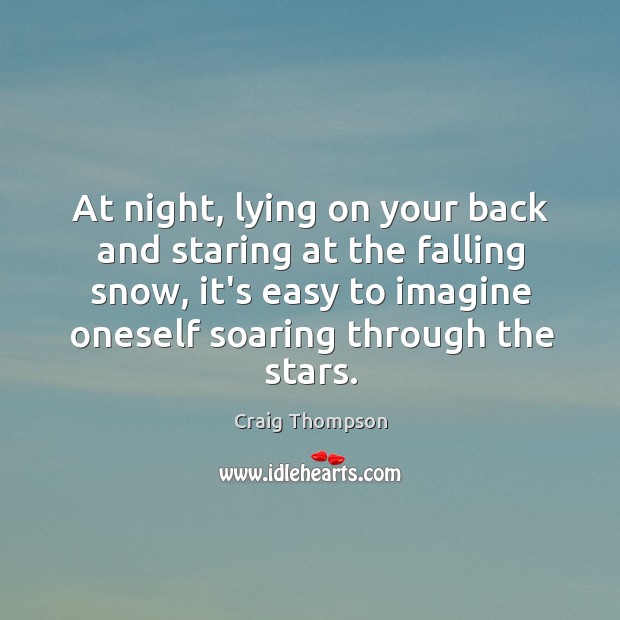At night, lying on your back and staring at the falling snow, Craig Thompson Picture Quote