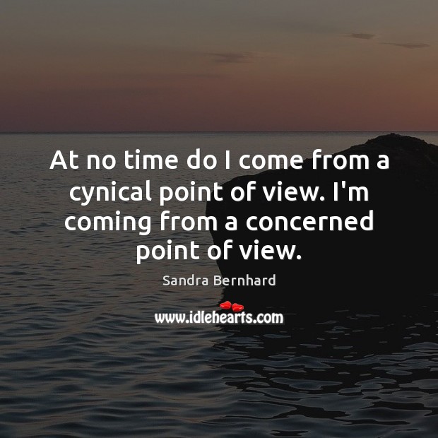 At no time do I come from a cynical point of view. Sandra Bernhard Picture Quote