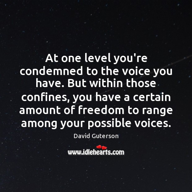 At one level you’re condemned to the voice you have. But within 