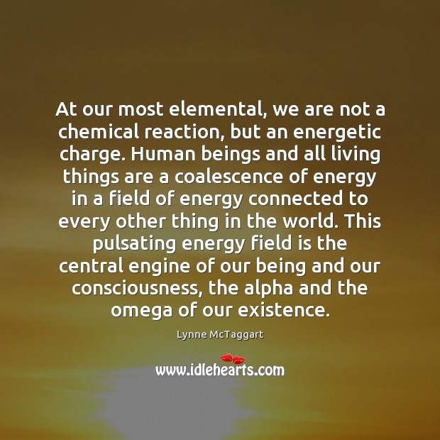 At our most elemental, we are not a chemical reaction, but an Lynne McTaggart Picture Quote
