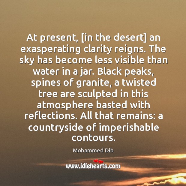 At present, [in the desert] an exasperating clarity reigns. The sky has Mohammed Dib Picture Quote