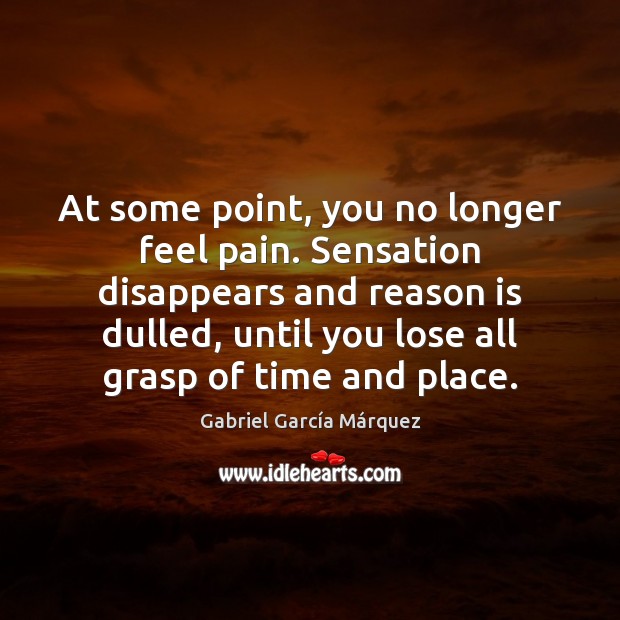 At some point, you no longer feel pain. Sensation disappears and reason Gabriel García Márquez Picture Quote