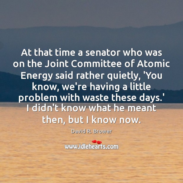 At that time a senator who was on the Joint Committee of David R. Brower Picture Quote