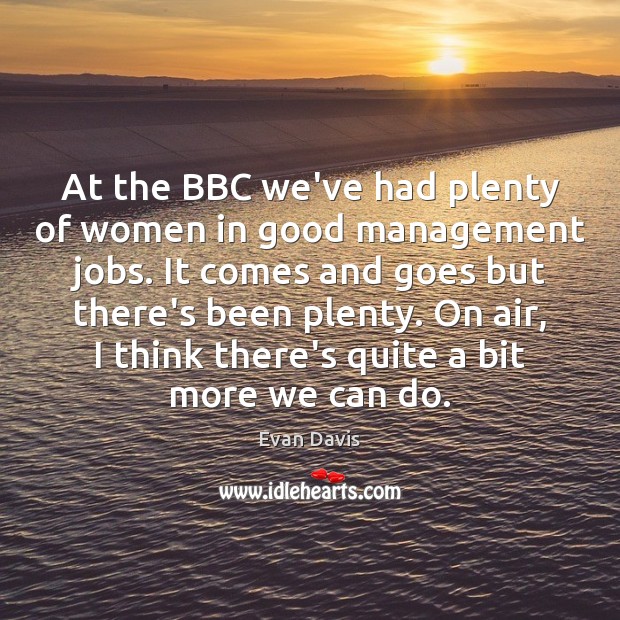 At the BBC we’ve had plenty of women in good management jobs. Evan Davis Picture Quote