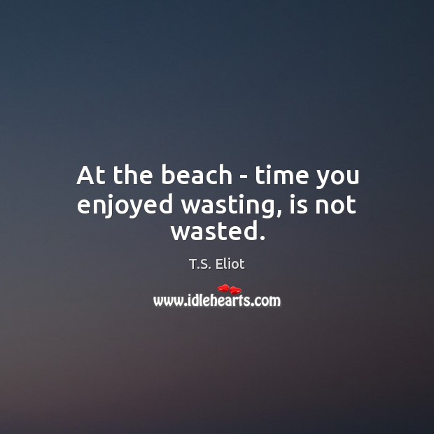 At the beach – time you enjoyed wasting, is not wasted. T.S. Eliot Picture Quote