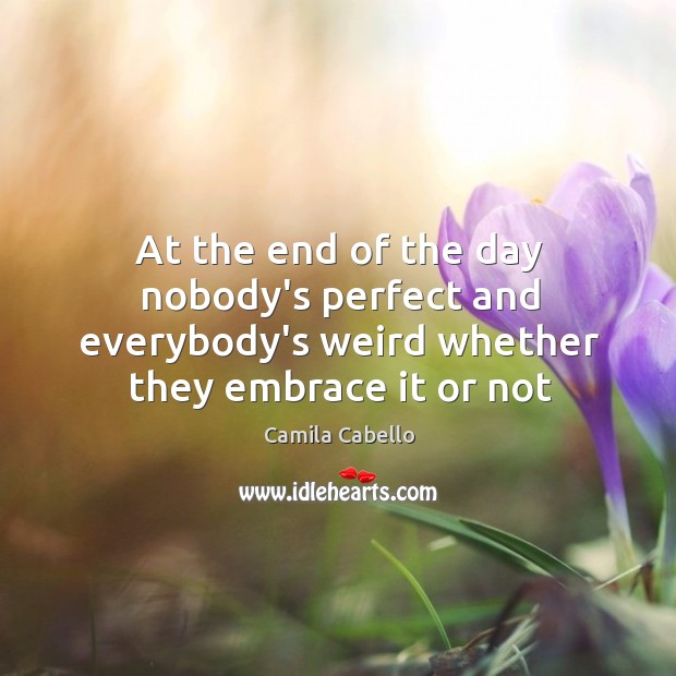 At the end of the day nobody’s perfect and everybody’s weird whether Image