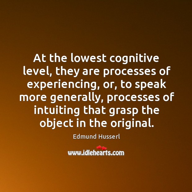 At the lowest cognitive level, they are processes of experiencing, or, to speak more generally Image