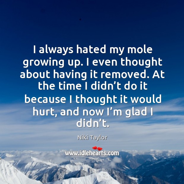 At the time I didn’t do it because I thought it would hurt, and now I’m glad I didn’t. Hurt Quotes Image