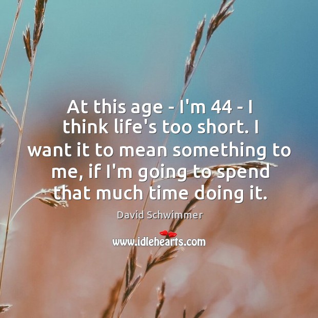 At this age – I’m 44 – I think life’s too short. I David Schwimmer Picture Quote