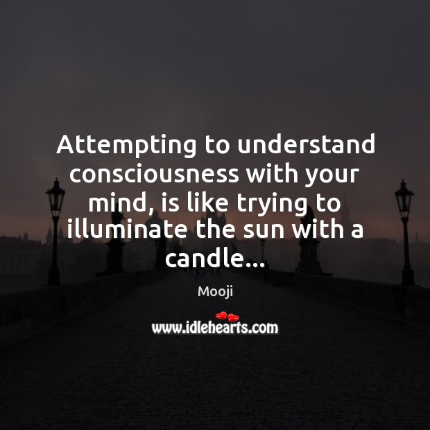 Attempting to understand consciousness with your mind, is like trying to illuminate Mooji Picture Quote