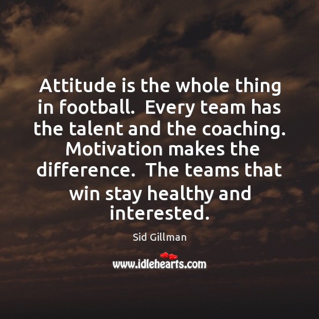 Attitude is the whole thing in football.  Every team has the talent Football Quotes Image