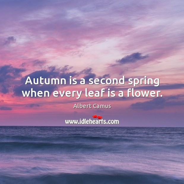 Autumn is a second spring when every leaf is a flower. Albert Camus Picture Quote