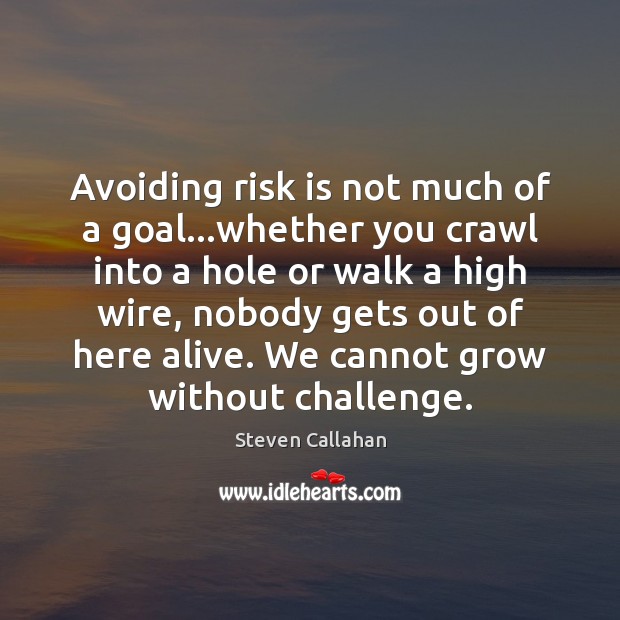 Avoiding risk is not much of a goal…whether you crawl into Image