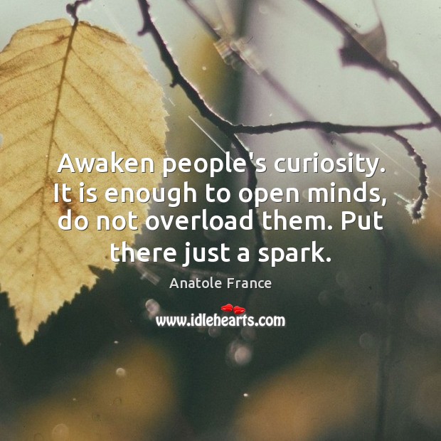 Awaken people’s curiosity. It is enough to open minds, do not overload Anatole France Picture Quote
