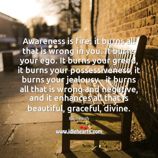 Awareness is fire; it burns all that is wrong in you. It 