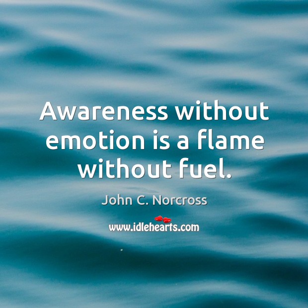 Awareness without emotion is a flame without fuel. John C. Norcross Picture Quote