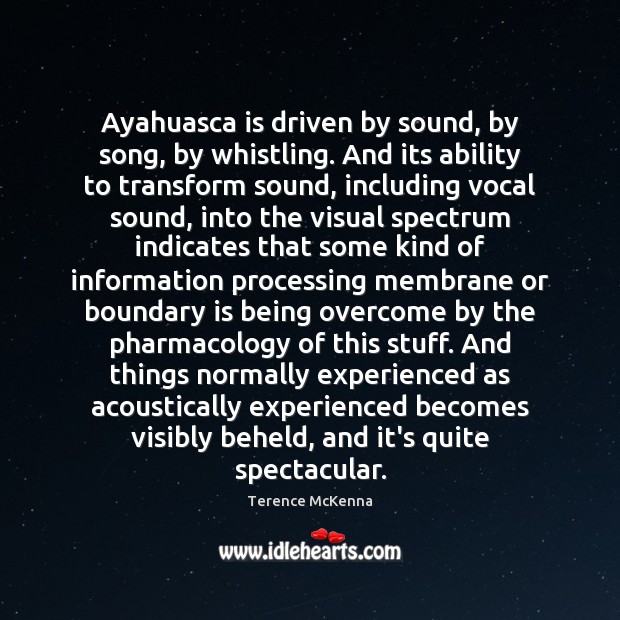 Ayahuasca is driven by sound, by song, by whistling. And its ability Image