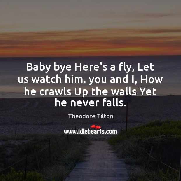 Baby bye Here’s a fly, Let us watch him. you and I, Theodore Tilton Picture Quote