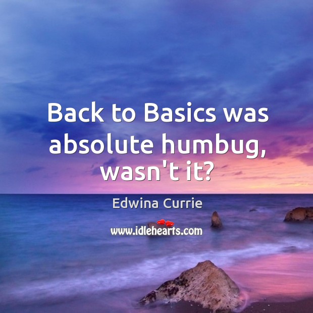 Back to Basics was absolute humbug, wasn’t it? Edwina Currie Picture Quote