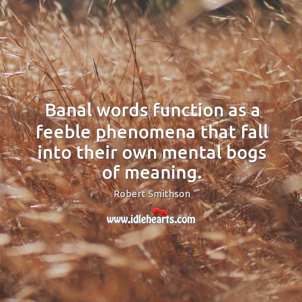Banal words function as a feeble phenomena that fall into their own mental bogs of meaning. Robert Smithson Picture Quote