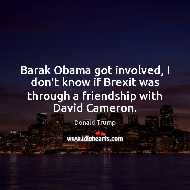Barak Obama got involved, I don’t know if Brexit was through a Donald Trump Picture Quote