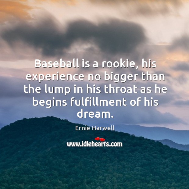 Baseball is a rookie, his experience no bigger than the lump in Image