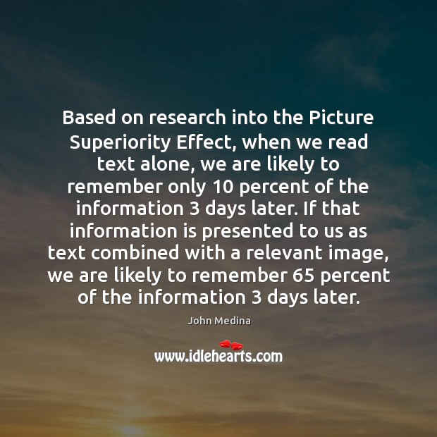 Based on research into the Picture Superiority Effect, when we read text Image