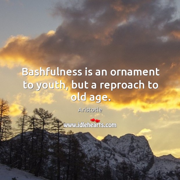 Bashfulness is an ornament to youth, but a reproach to old age. Aristotle Picture Quote