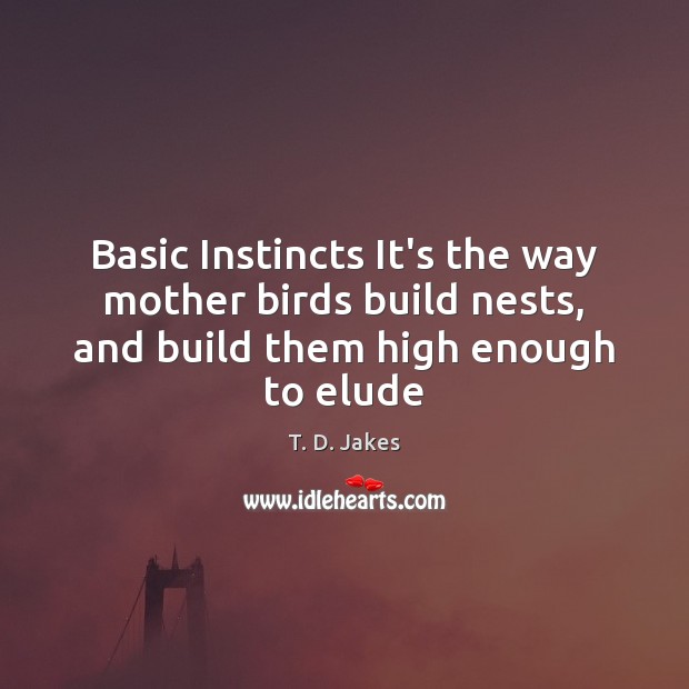 Basic Instincts It’s the way mother birds build nests, and build them high enough to elude T. D. Jakes Picture Quote