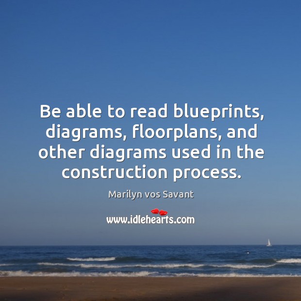 Be able to read blueprints, diagrams, floorplans, and other diagrams used in the construction process. 