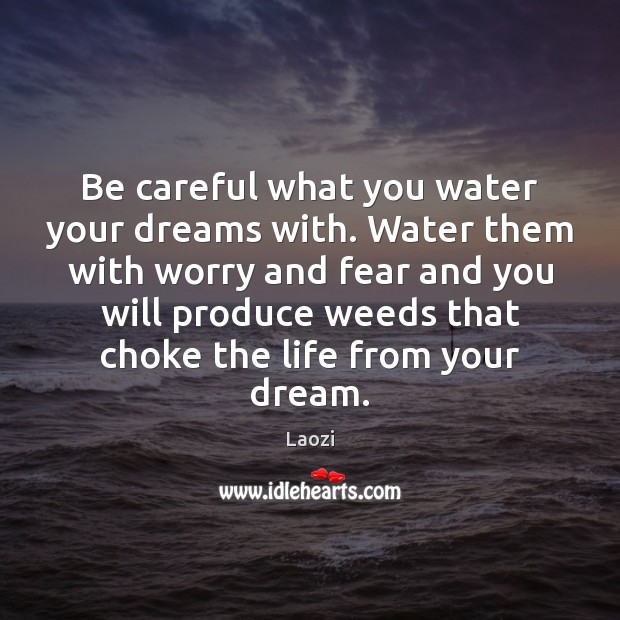 Be careful what you water your dreams with. Water them with worry Laozi Picture Quote