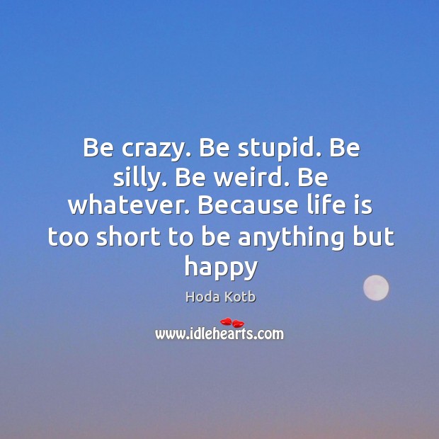 Be crazy. Be stupid. Be silly. Be weird. Be whatever. Because life Hoda Kotb Picture Quote