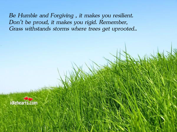 Be humble and forgiving , it makes you resilient. Don’t be Proud Quotes Image